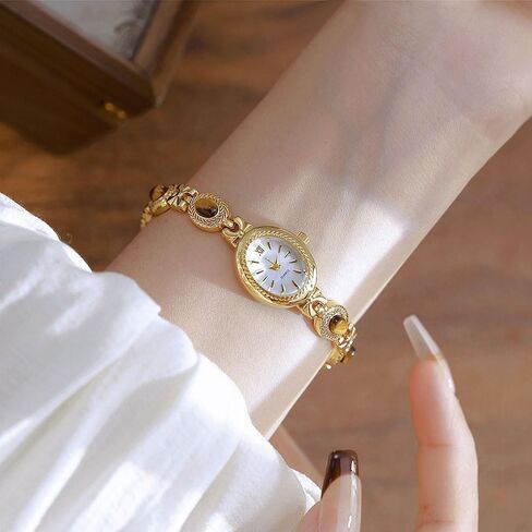 Adsbiaoye Women Vintage Watch Dainty Oval Dial Small Gold Bracelet Watch Luxury Ladies Dress in Kuwait