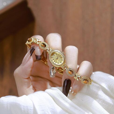 Adsbiaoye Women Vintage Watch Dainty Oval Dial Small Gold Bracelet Watch Luxury Ladies Dress in Kuwait