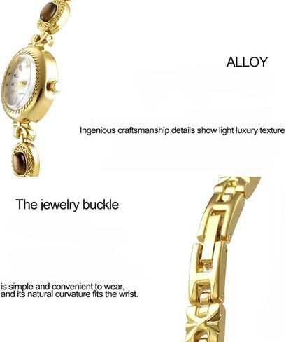 Adsbiaoye Women Vintage Watch Dainty Oval Dial Small Gold Bracelet Watch Luxury Ladies Dress in Kuwait