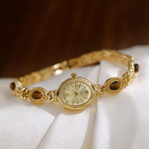 Adsbiaoye Women Vintage Watch Dainty Oval Dial Small Gold Bracelet Watch Luxury Ladies Dress in Kuwait