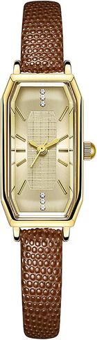 BESTKANG Vintage Dainty Watches for Women Rhinestone Rectangular Waterproof Ladies' Watch Leather Band Analog Quartz Women's Watch in Saudi Arabia