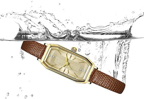 BESTKANG Vintage Dainty Watches for Women Rhinestone Rectangular Waterproof Ladies' Watch Leather Band Analog Quartz Women's Watch in Saudi Arabia