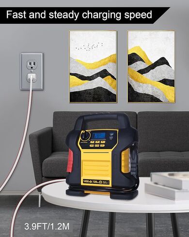 سلك طاقة WUKUR لـ Dewalt DXAEJ14 1400 Peak Amp Car Jump Starter DXAEPS2 Professional 12V مزود طاقة للسيارة مصدر طاقة محطة سلك طاقة 4.9FT أسود in Kuwait