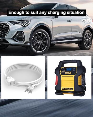 سلك طاقة WUKUR لـ Dewalt DXAEJ14 1400 Peak Amp Car Jump Starter DXAEPS2 Professional 12V مزود طاقة للسيارة مصدر طاقة محطة سلك طاقة 4.9FT أسود in Kuwait