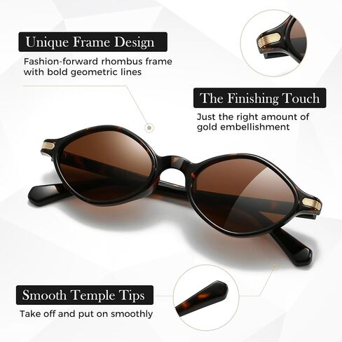 SUNGAIT Diamond Shape Sunglasses for Women Oval Small Narrow Trendy Fashion Stylish Shades in Saudi Arabia