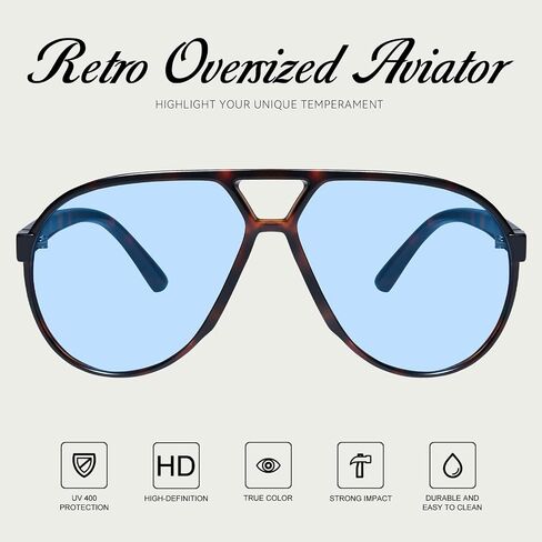 mosanana Trendy Aviator Oversized Sunglasses for Women Retro 70s Style MS52482 in Saudi Arabia