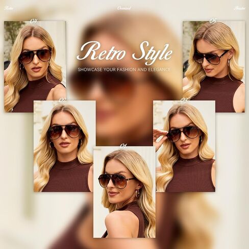 mosanana Trendy Aviator Oversized Sunglasses for Women Retro 70s Style MS52482 in Saudi Arabia