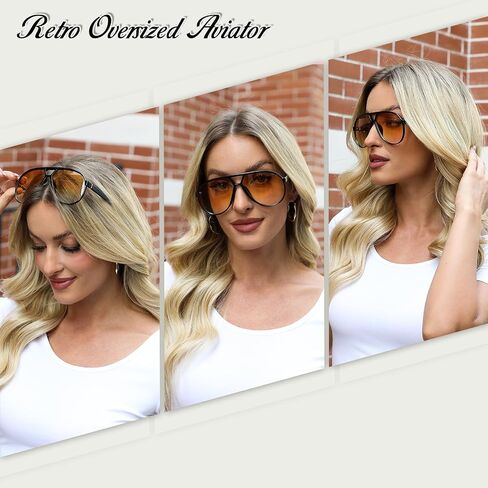 mosanana Trendy Aviator Oversized Sunglasses for Women Retro 70s Style MS52482 in Saudi Arabia