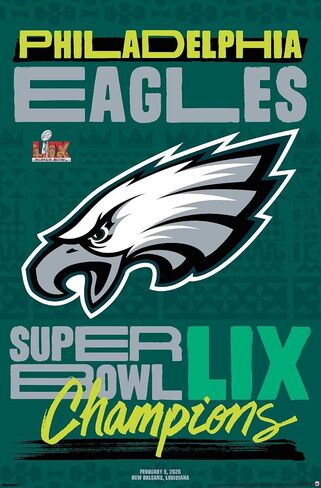 Trends International NFL Philadelphia Eagles - Super Bowl Lix Championship Logo Poster ، 34L × 22.4W ، إصدار غير مؤلف in Saudi Arabia