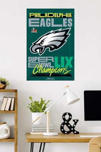 Trends International NFL Philadelphia Eagles - Super Bowl Lix Championship Logo Poster ، 34L × 22.4W ، إصدار غير مؤلف in Saudi Arabia