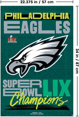 Trends International NFL Philadelphia Eagles - Super Bowl Lix Championship Logo Poster ، 34L × 22.4W ، إصدار غير مؤلف in Saudi Arabia