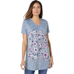 Woman Within Plus Size Marled V-Neck Tunic in Kuwait
