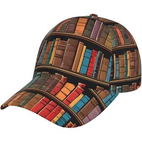 Library Bookshelf Print Baseball Cap Unisex Adjustable Trucker Hat Dad Hat Outdoor Sports Sun Hat Black in Saudi Arabia
