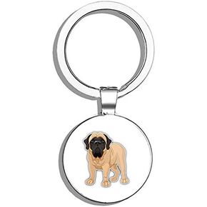 English Mastiff Mascot Dog Round Stainless Steel Metal Key Chain Keychain Ring Double Sided Deisgn in Saudi Arabia