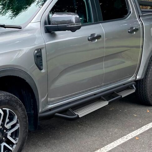ألواح الجري المتوافقة مع فورد رينجر 2019-2025 Super Crew Cab 4 أبواب كاملة الحجم من الفولاذ المقاوم للصدأ خطوات جانبية مناسبة ل Ranger Rails Nonlip Step Nerf Bar Bar Truck Sliders Rock in Saudi Arabia