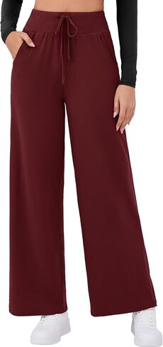 Arolina Women's Wide Leg Pants Casual High Waist Drawstring Palazzo Pants Flowy Drapey Lounge Sweatpants with Pockets in Kuwait