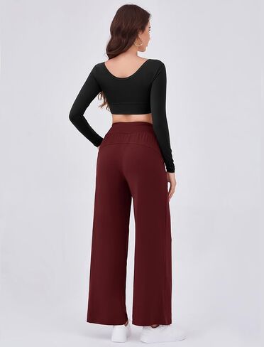 Arolina Women's Wide Leg Pants Casual High Waist Drawstring Palazzo Pants Flowy Drapey Lounge Sweatpants with Pockets in Kuwait