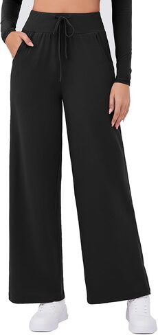 Arolina Women's Wide Leg Pants Casual High Waist Drawstring Palazzo Pants Flowy Drapey Lounge Sweatpants with Pockets in Kuwait