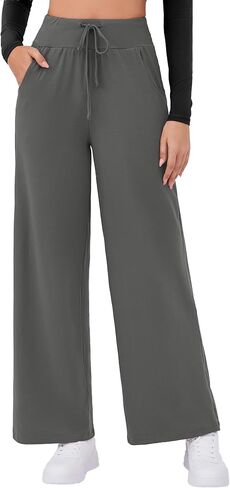 Arolina Women's Wide Leg Pants Casual High Waist Drawstring Palazzo Pants Flowy Drapey Lounge Sweatpants with Pockets in Kuwait