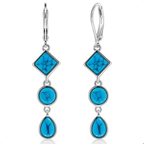 Alexcraft 925 Sterling Silver Dangle أقراط للنساء العصرية Hypoallergenic Rightweight Dething 14K Gold Plated Boho المجوهرات الطويلة دمعة مستديرة مربعة أقراط للنساء للنساء in Saudi Arabia