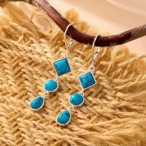 Alexcraft 925 Sterling Silver Dangle أقراط للنساء العصرية Hypoallergenic Rightweight Dething 14K Gold Plated Boho المجوهرات الطويلة دمعة مستديرة مربعة أقراط للنساء للنساء in Saudi Arabia