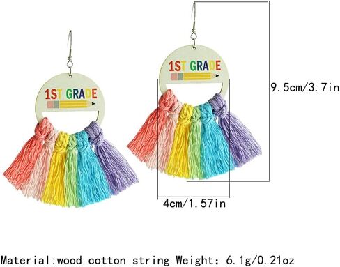 Teacher Earrings Back to School Teacher Earrings for Women First Day of School Earring Colorful Tassel Earrings for Teacher Students Handmade Woven Tassel Dorp Earrings in Kuwait