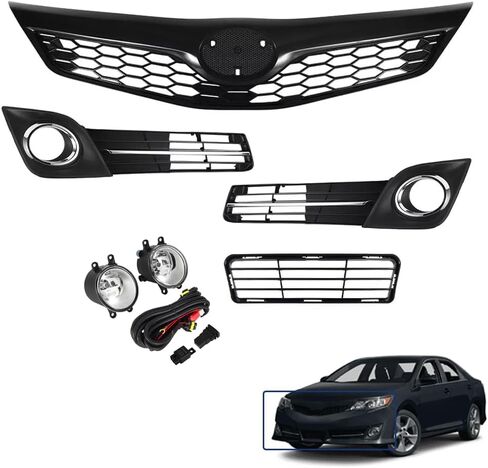 6PCS Front Bumper Grille Grill Fog Light & Cover Trim Set Compatible with 2012-2014 Toyota Camry SE, Replacement for TO1036129,TO1200354,TO2593123,TO2592123,TO1039149,TO1038149,5212806290,5212706290 in Saudi Arabia