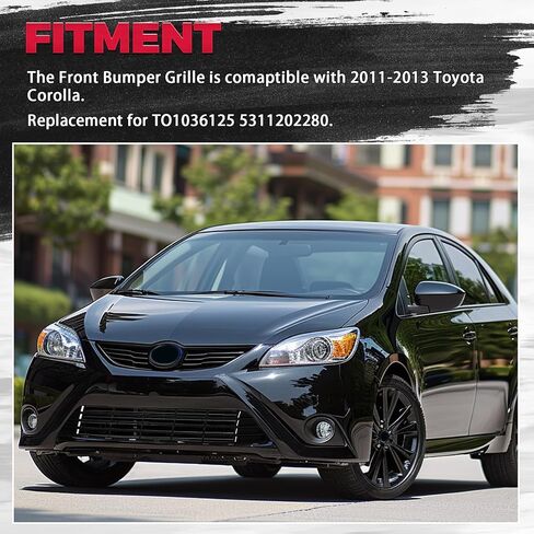 Hecasa Front Pumper Grill متوافق مع 2011 20122 2013 Toyota Corolla to1036125 5311202280 Center Grille Black pp plastic in Saudi Arabia
