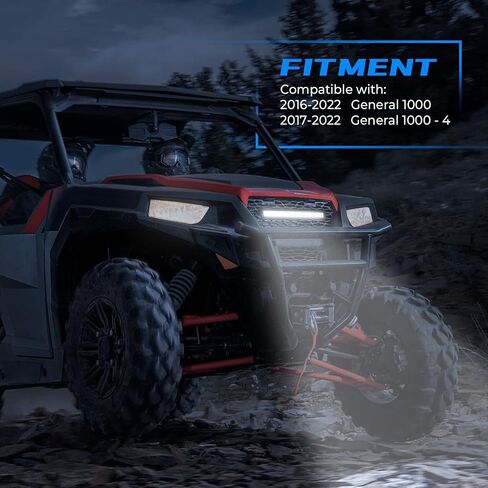 Kemimoto LED Grill Light Mesh Grille متوافق مع Polaris General 1000/4 1000/ XP 1000/ XP4 1000 2016-2024 شبكة مصبغة مع ملحقات شريط الضوء LED in Saudi Arabia