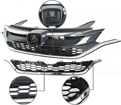 PartsFlow Grille Compatible With 2015 2016 Honda CR-V Front Upper & Lower Chrome Trim Mesh Bumper Grill in Saudi Arabia