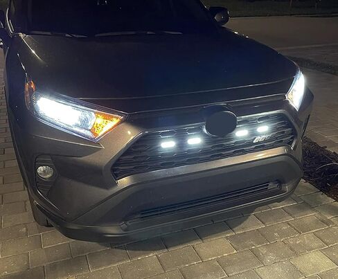Ijdmtoy Lens Lens Grille Trd Style Xenon White LED Kit Texmentible مع Toyota 2019-Up Rav4 ، تشمل (4) غطاء دخان 12 SMD مصابيح مصبحة وأسلاك الأسلاك in Kuwait