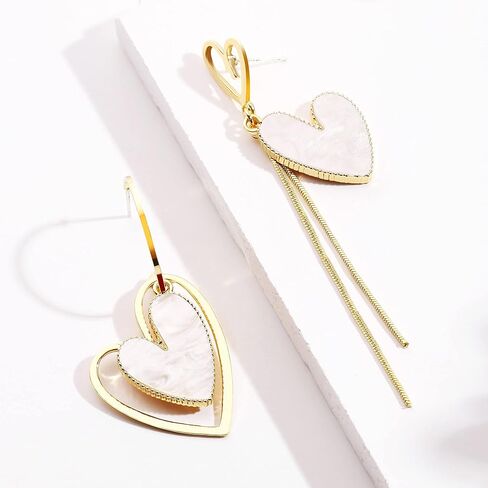 Asymmetrical Heart Earrings Heart Drop Earrings Heart Dangle Earrings For Women Birthday in Kuwait
