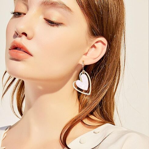 Asymmetrical Heart Earrings Heart Drop Earrings Heart Dangle Earrings For Women Birthday in Kuwait