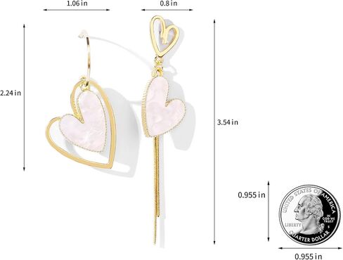 Asymmetrical Heart Earrings Heart Drop Earrings Heart Dangle Earrings For Women Birthday in Kuwait