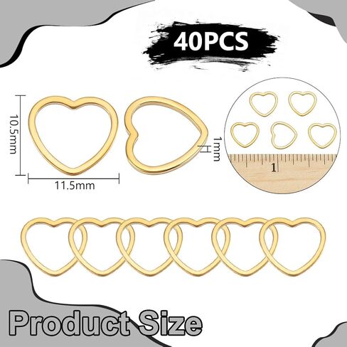UNICRAFTALE 50pc 304 Stainless Steel Linking Ring Charms 14mm Long Heart Metal Connector Ring Necklace Bracelet Pendant Connector for Jewelry Making in Saudi Arabia