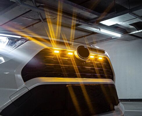 iJDMTOY Smoked Lens Front Grille TRD Style Xenon White LED Lighting Kit Compatible with Toyota 2019-up RAV4, Includes (4) 12-SMD Smoke Cover LED Grille Lights & Wiring Harness in Saudi Arabia
