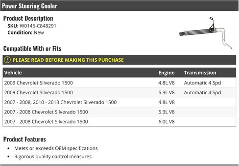 Power Steering Cooler - Compatible with 2007-2013 Chevy Silverado 1500 in Saudi Arabia