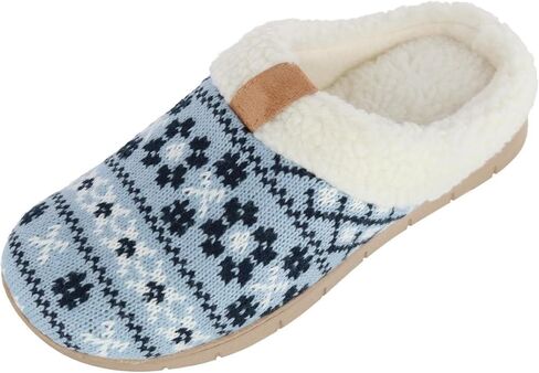 isotoner Women's Heritage Fairisle Knit Hoodback Slipper, Large (8.5-9), Blue Willow in Kuwait