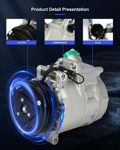 ECCPP AC Compressor with Clutch CSV717 Fast Cooling Fit for BMW X5 3.0L 2002-2005 2006 Air Conditioning Compressor 4 Grooves in Saudi Arabia