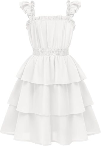 Arshiner Girls Dresses Ruffle Flutter Sleeve Summer Floral Tiered Casual Party Dress for 6-14 Y in Saudi Arabia