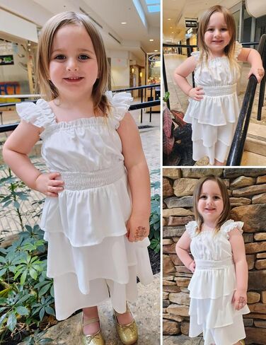 Arshiner Girls Dresses Ruffle Flutter Sleeve Summer Floral Tiered Casual Party Dress for 6-14 Y in Saudi Arabia