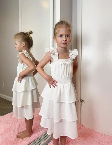 Arshiner Girls Dresses Ruffle Flutter Sleeve Summer Floral Tiered Casual Party Dress for 6-14 Y in Saudi Arabia