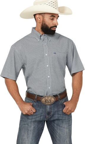 Cinch Mens Arena Flex White Print Short Sleeve Button Down Shirt in Saudi Arabia