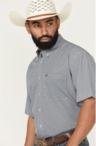 Cinch Mens Arena Flex White Print Short Sleeve Button Down Shirt in Saudi Arabia