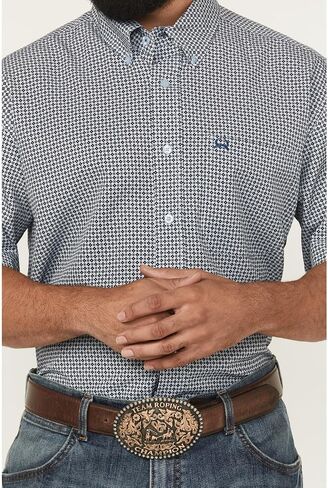 Cinch Mens Arena Flex White Print Short Sleeve Button Down Shirt in Saudi Arabia