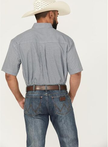 Cinch Mens Arena Flex White Print Short Sleeve Button Down Shirt in Saudi Arabia