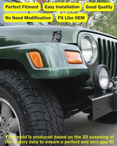 4PCS- Front Bumper Signal Cover & Front Side Marker Lights Housing Assembly Kit Compatible with Jeep Wrangler TJ 1997-2006, Bulbs not included in Saudi Arabia