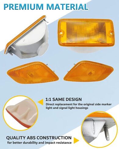 4PCS- Front Bumper Signal Cover & Front Side Marker Lights Housing Assembly Kit Compatible with Jeep Wrangler TJ 1997-2006, Bulbs not included in Saudi Arabia