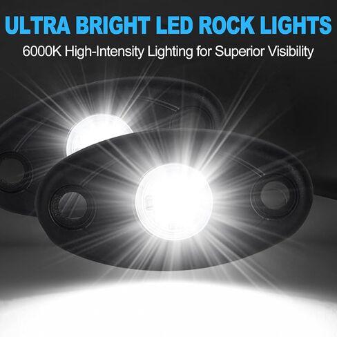 White Rock Light 12pods 6000k Pure White Led Rocks Lights kit Ip68 Waterproof 47inch Extension Wires for ATV Rv Utv SUV Offroad Pickup Trucks Golf Boat Cars Trailer Fender Underglow Lighting (White) in Saudi Arabia