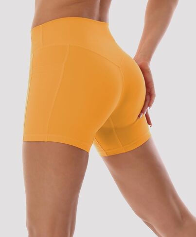 HOKOYI High Waisted Biker Shorts for Women 5'' Tummy Control Running Workout Spandex Athletic Gym Yoga Shorts with Pockets in Kuwait